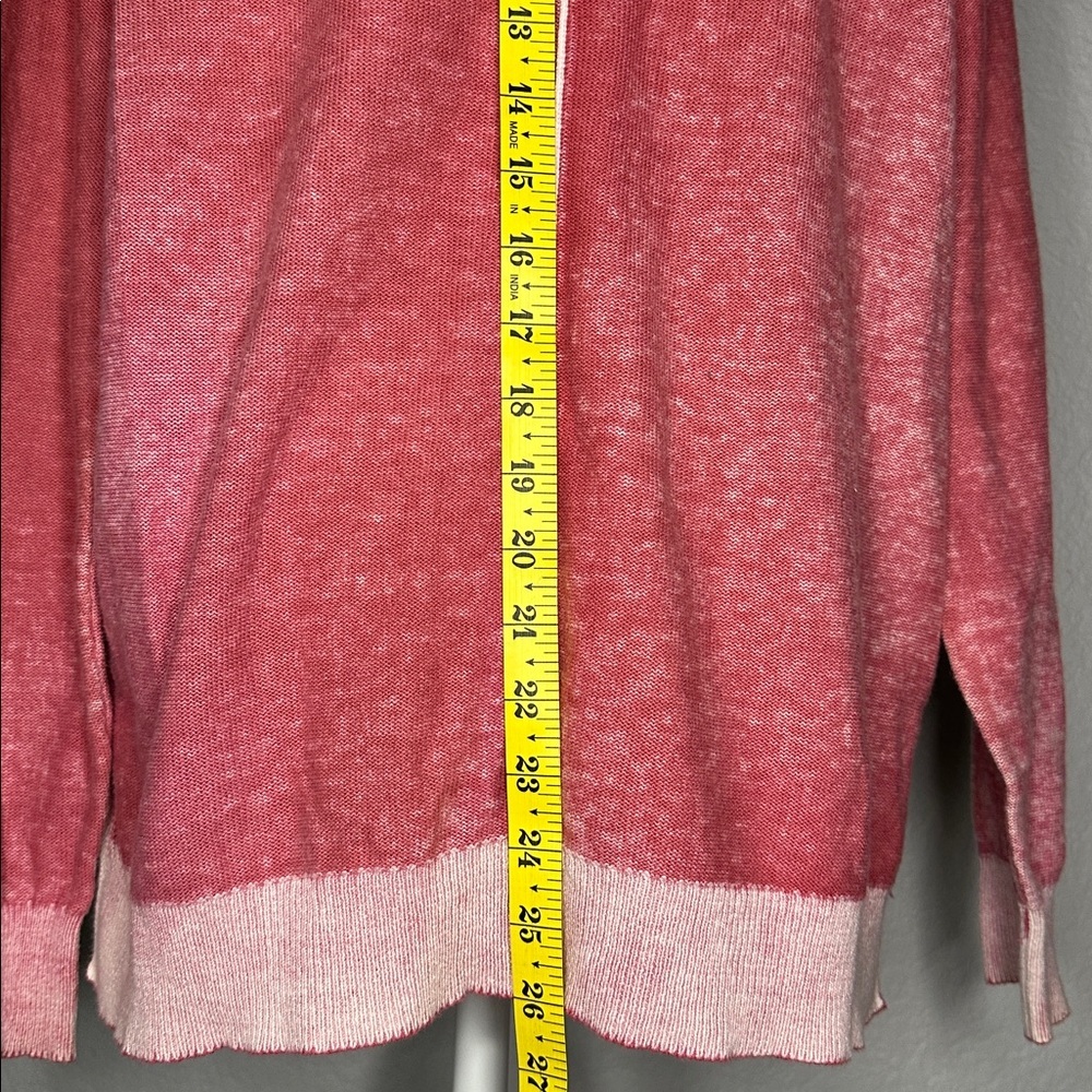 Sundance Salmon Pink Acid Wash Burnout Style V-Neck Knit Sweater Medium - Picture 12 of 12
